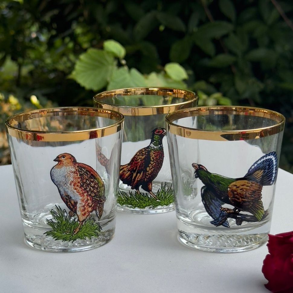 Стакан Охота Птицы 200 мл хрусталь Германия набор 3 шт. 