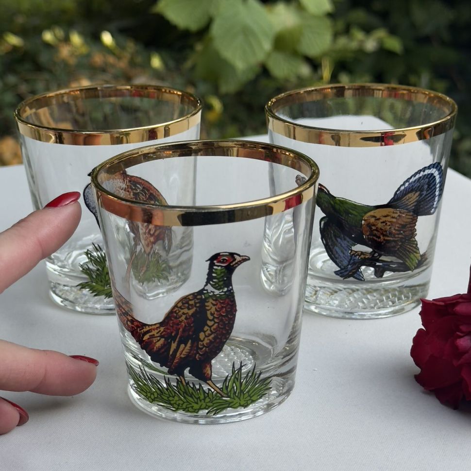Стакан Охота Птицы 200 мл хрусталь Германия набор 3 шт. 