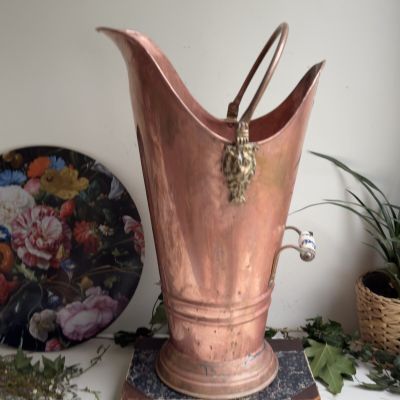 Зольник высокий 47 см медь ручка керамика