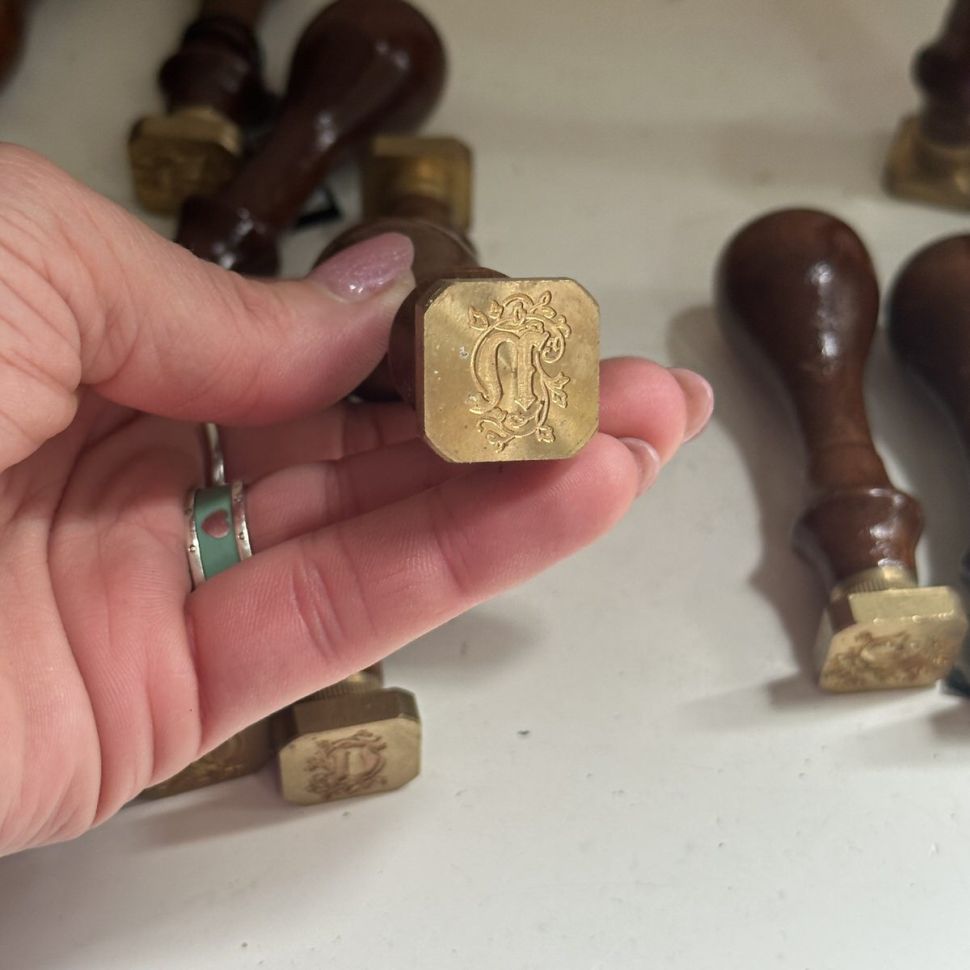 Печать сургучная Литера n дерево латунь 8 см