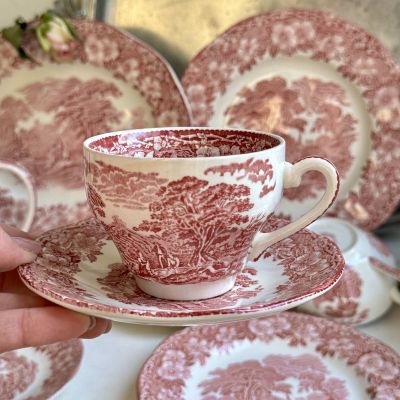 Чайная пара Enoch Wedgwood Woodland красный 220 мл Англия 