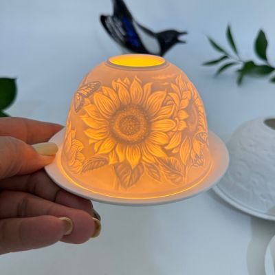 Подсвечник клош Hellmann Versand Starlight Подсолнух 12 см бисквитный фарфор Германия