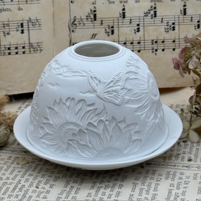 Подсвечник клош Hellmann Versand Starlight Подсолнух 12 см бисквитный фарфор Германия  