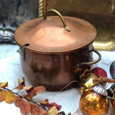 Кастрюля медная 1,5л с крышкой, Швеция