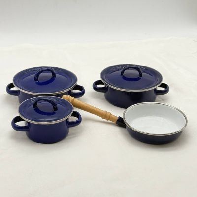 Набор детской посуды 4 предмета эмалированный синий