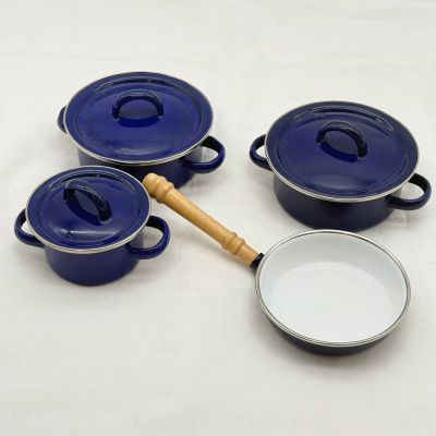 Набор детской посуды 4 предмета эмалированный синий