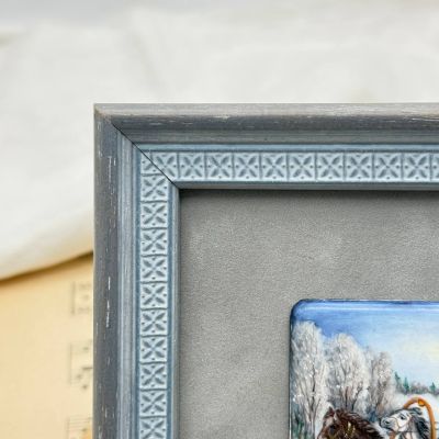 Картина Тройка финифть 15х17 см в деревянной раме