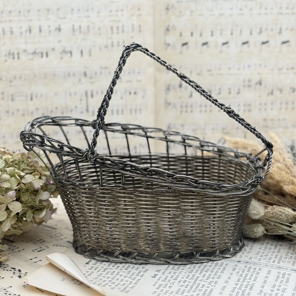 Подставка корзинка под бутылку вина 24 см мельхиор Франция  