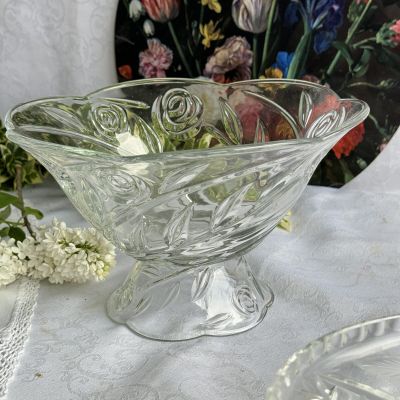 Ваза фруктовница Розы 24 см хрусталь