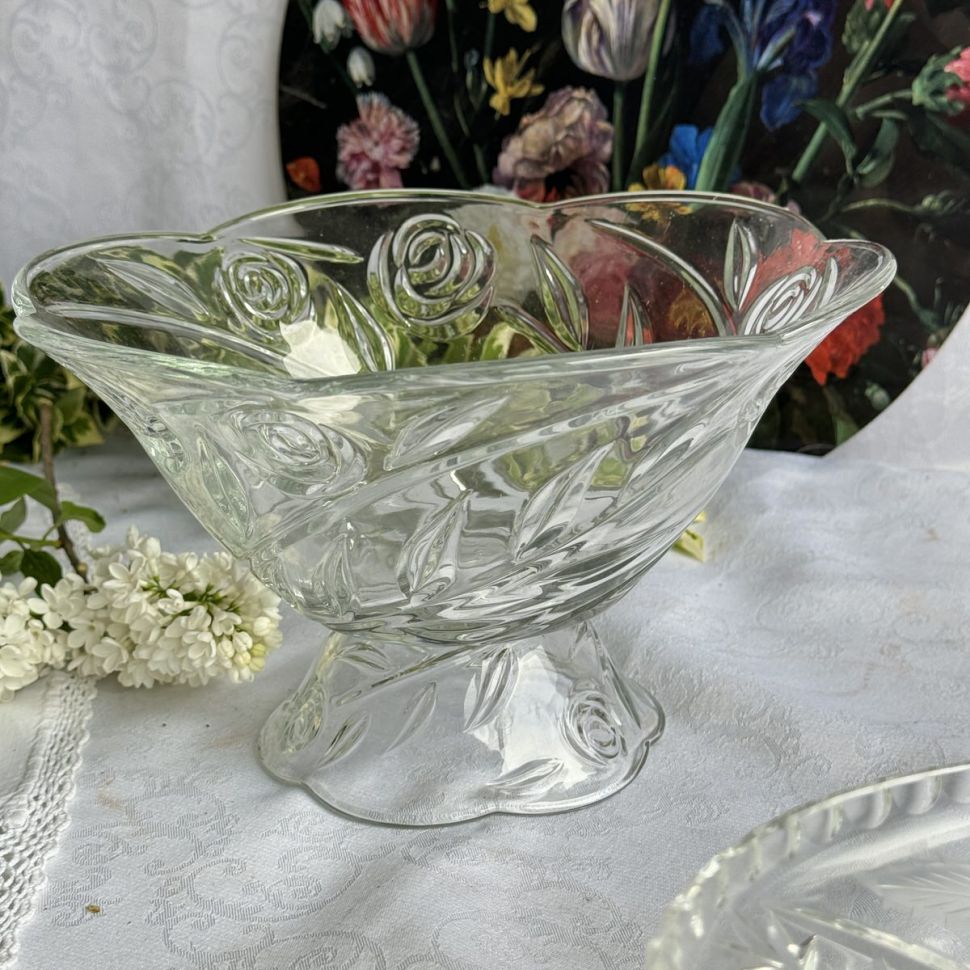 Ваза фруктовница Розы 24 см хрусталь