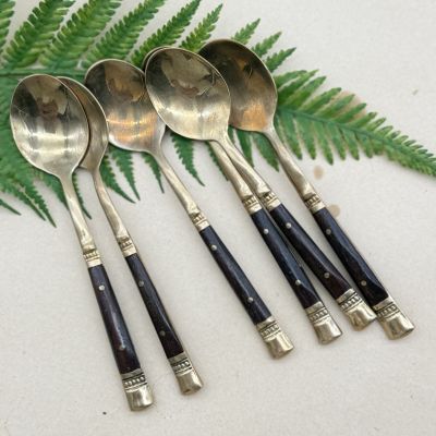 Ложка чайная 12 см латунь и дерево