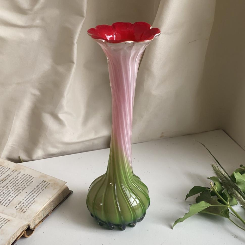 Ваза 31 см Цветок ручная работа стекло