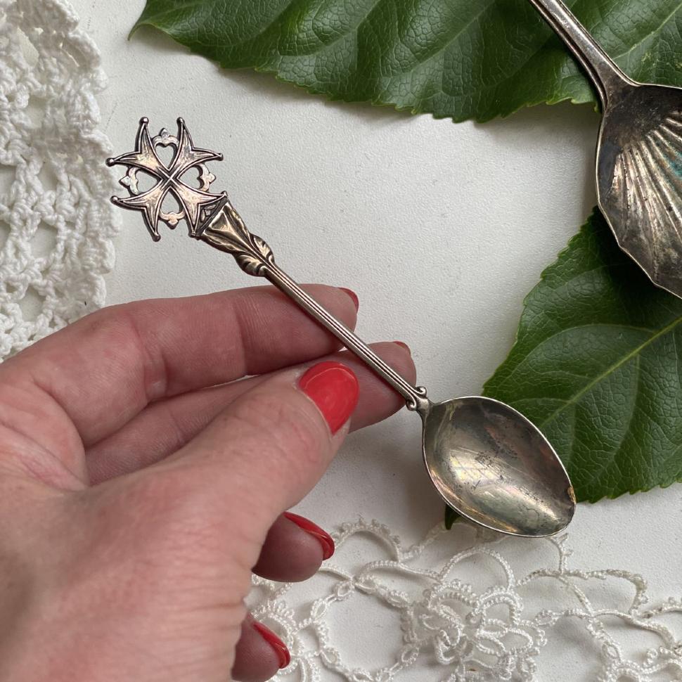 Ложка Мальтийский крест 11 см серебрение