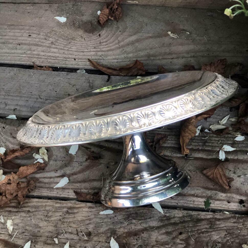 Фруктовница тортовница Павлин мельхиор