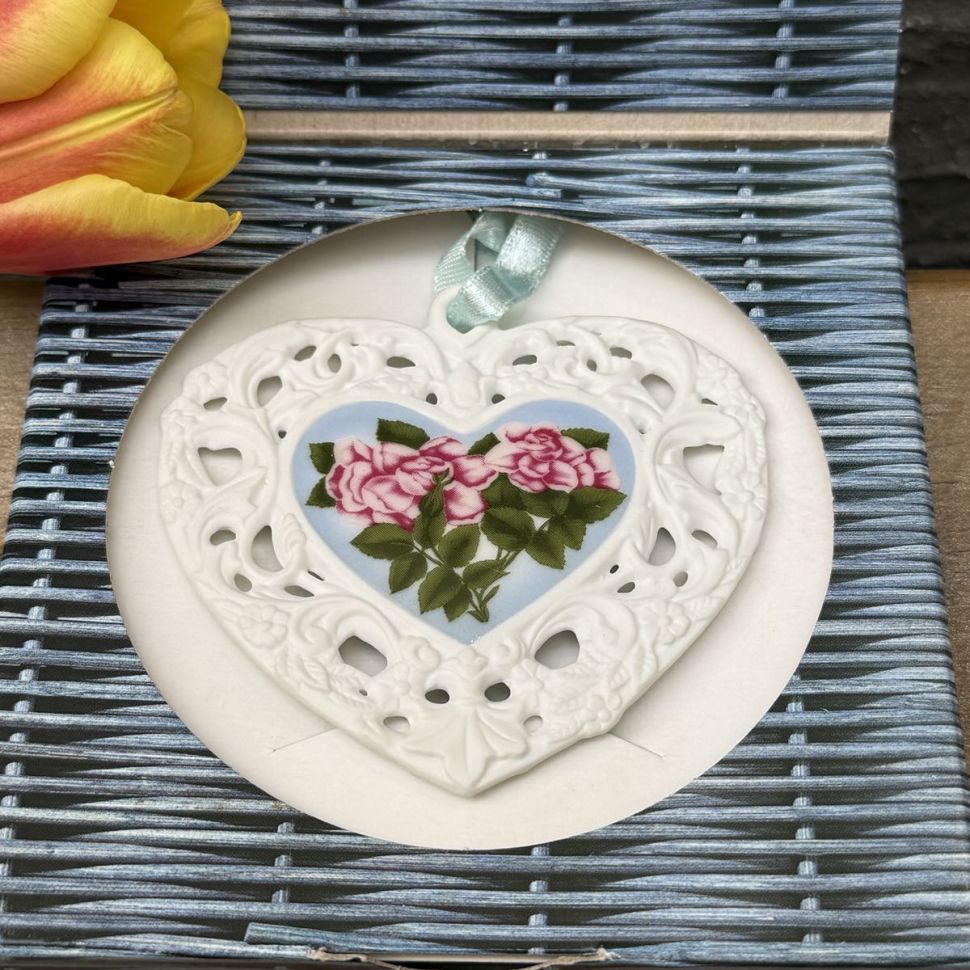 Подвес Hutschenreuther Сердце 8 см бисквитный фарфор Германия   