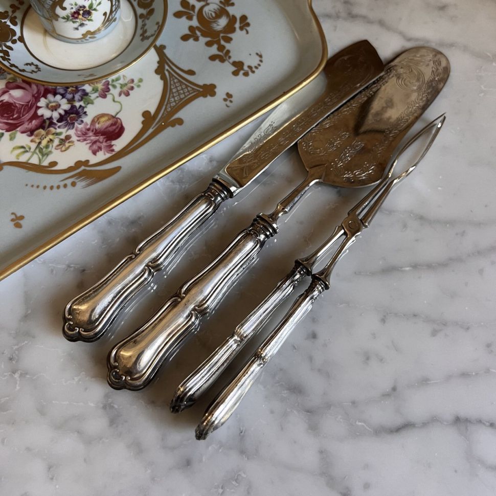 Набор сервировочный 3 предмета серебро Италия 