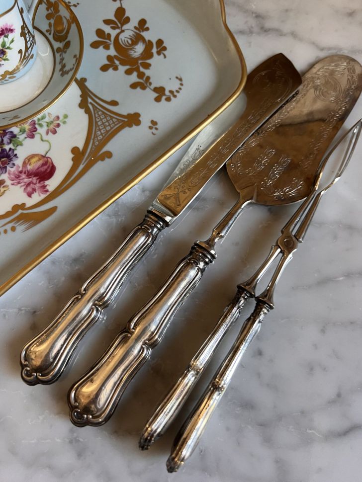 Набор сервировочный 3 предмета серебро Италия 