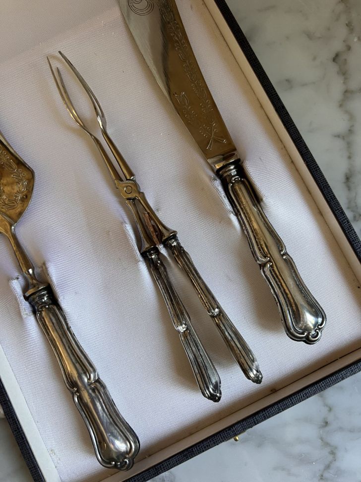 Набор сервировочный 3 предмета серебро Италия 