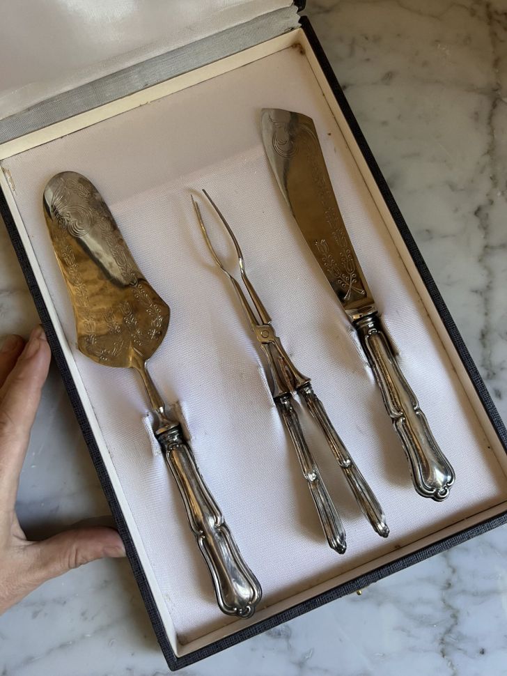 Набор сервировочный 3 предмета серебро Италия 