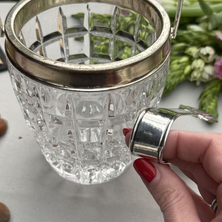 Ведро для льда 13 см с щипцами хрусталь сталь