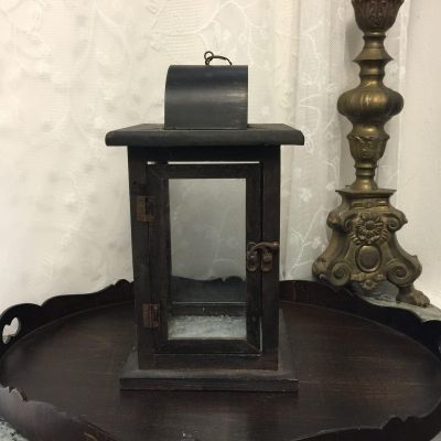 Фонарь подсвечник с подвесом 32 см дерево