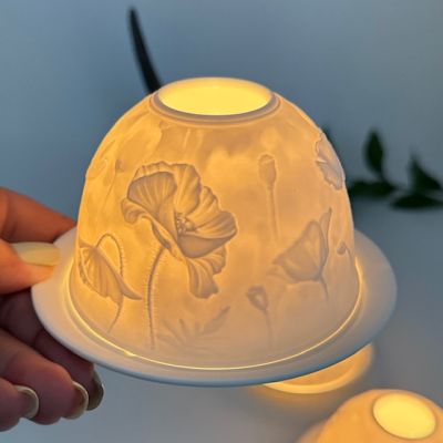 Подсвечник клош Маки 12 см бисквитный фарфор Германия