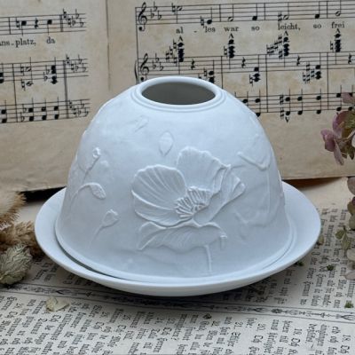 Подсвечник клош Hellmann Versand Starlight Маки 12 см бисквитный фарфор Германия   