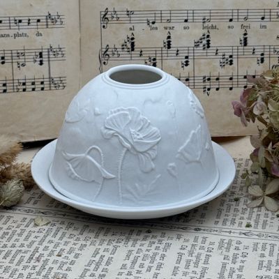 Подсвечник клош Hellmann Versand Starlight Маки 12 см бисквитный фарфор Германия   