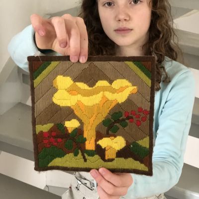 Вышивка салфетка Дерево 19,5х19,5 см ручная работа