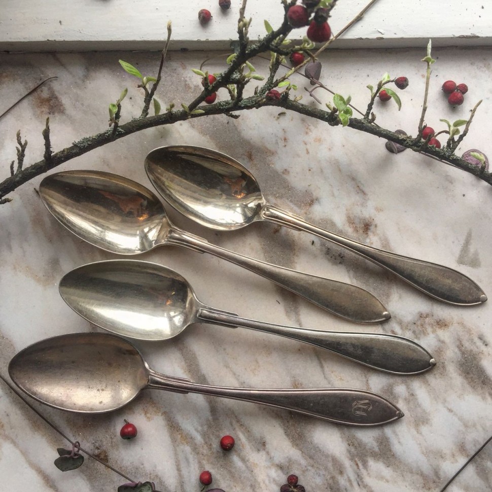 Ложка столовая Лепесток 21 см мельхиор