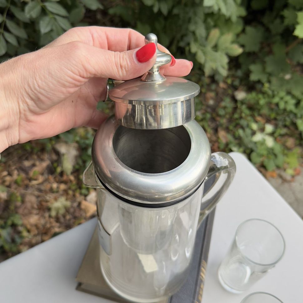 Кувшин с колбой для льда L'Etain a la Rose и 6 стаканов стекло олово