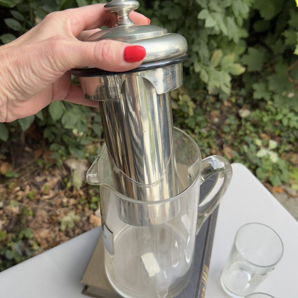 Кувшин с колбой для льда L'Etain a la Rose и 6 стаканов стекло олово