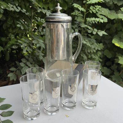 Кувшин с колбой для льда L'Etain a la Rose и 6 стаканов стекло олово