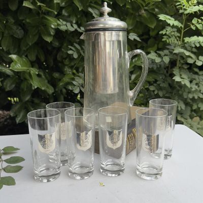 Кувшин с колбой для льда L'Etain a la Rose и 6 стаканов стекло олово