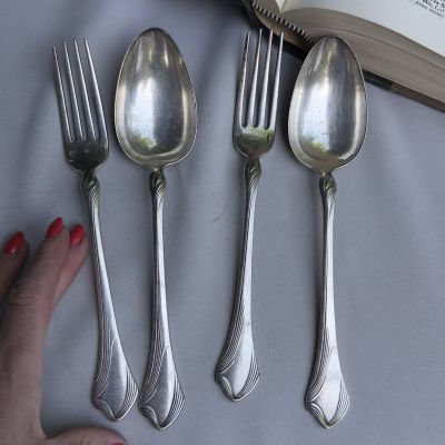 Вилка ложка Christofle 22 см набор 2 предмета серебрение Франция 