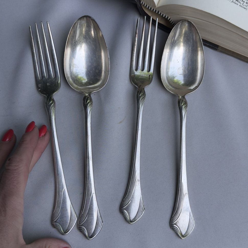 Вилка ложка Christofle 22 см набор 2 предмета серебрение Франция 