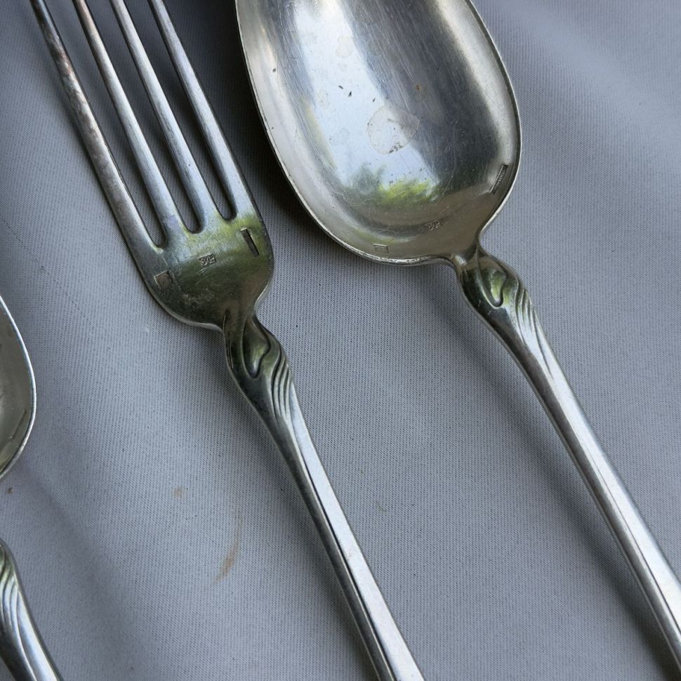 Вилка ложка Christofle 22 см набор 2 предмета серебрение Франция 