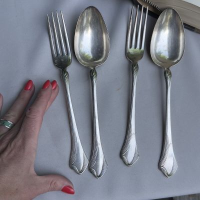 Вилка ложка Christofle 22 см набор 2 предмета серебрение Франция 