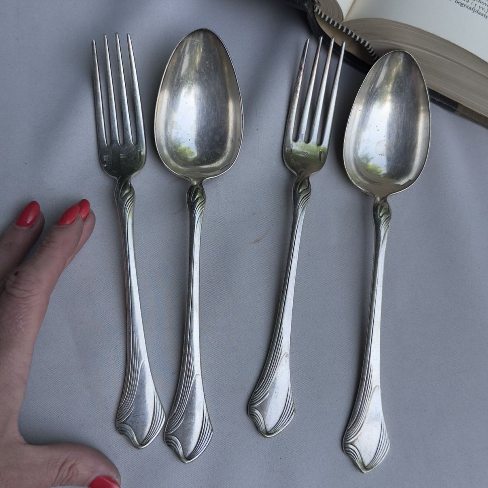 Вилка ложка Christofle 22 см набор 2 предмета серебрение Франция 