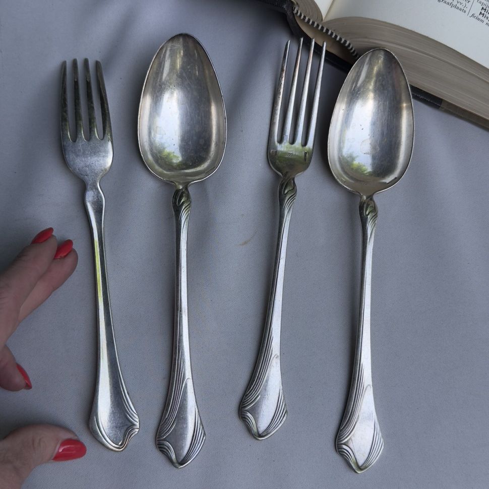 Вилка ложка Christofle 22 см набор 2 предмета серебрение Франция 