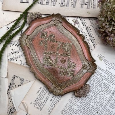 Поднос флорентийский с ручками 29 см дерево Италия