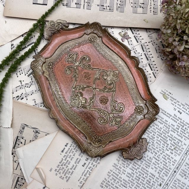 Поднос флорентийский с ручками 29 см дерево Италия