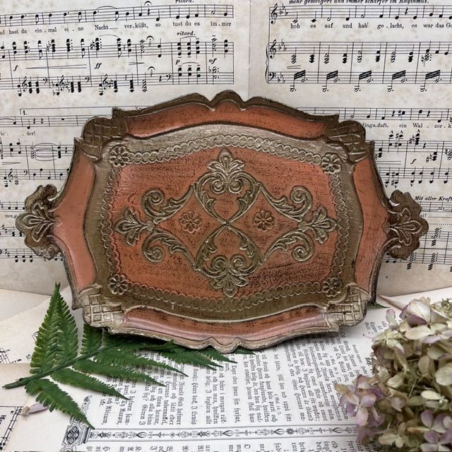 Поднос флорентийский с ручками 29 см дерево Италия