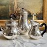Кофейник молочник сахарница Christofle набор 3 предмета серебрение Франция 