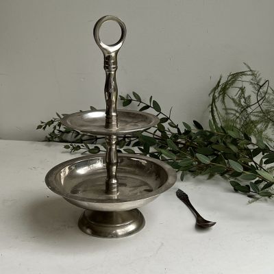 Этажерка менажница двухъярусная хром