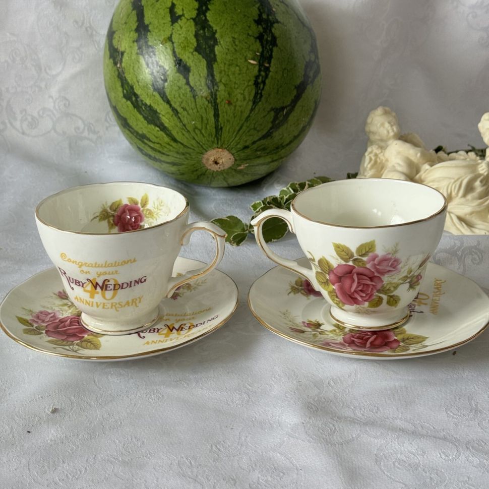 Чайная пара Duchess Рубиновая свадьба 200 мл Англия 