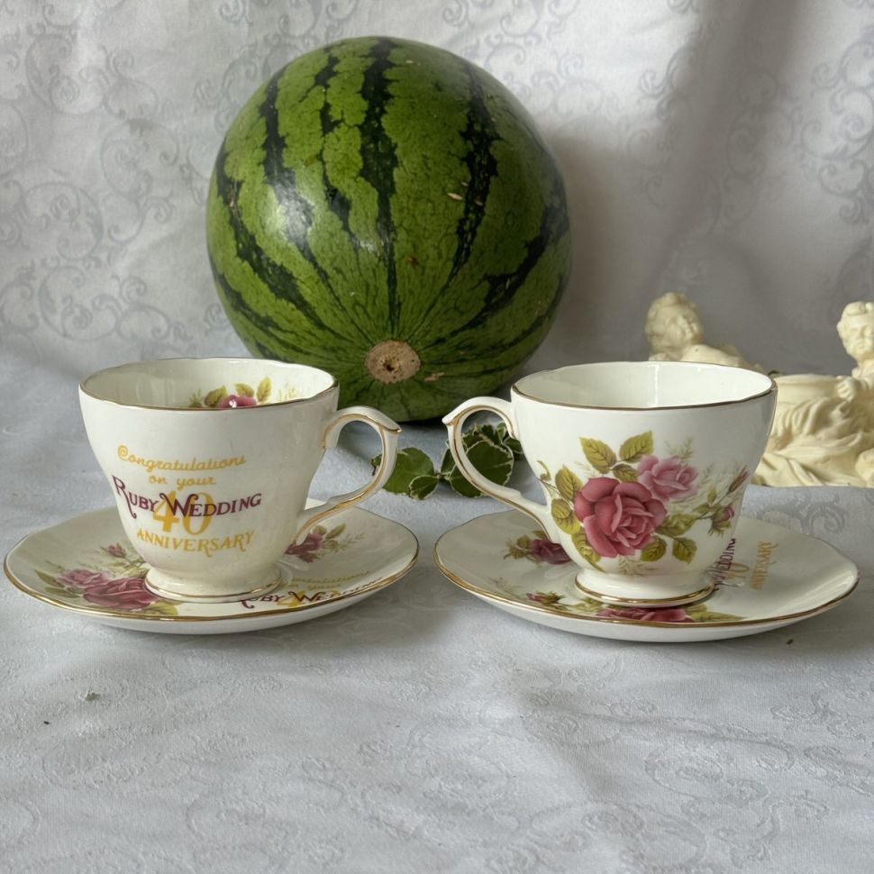 Чайная пара Duchess Рубиновая свадьба 200 мл Англия 