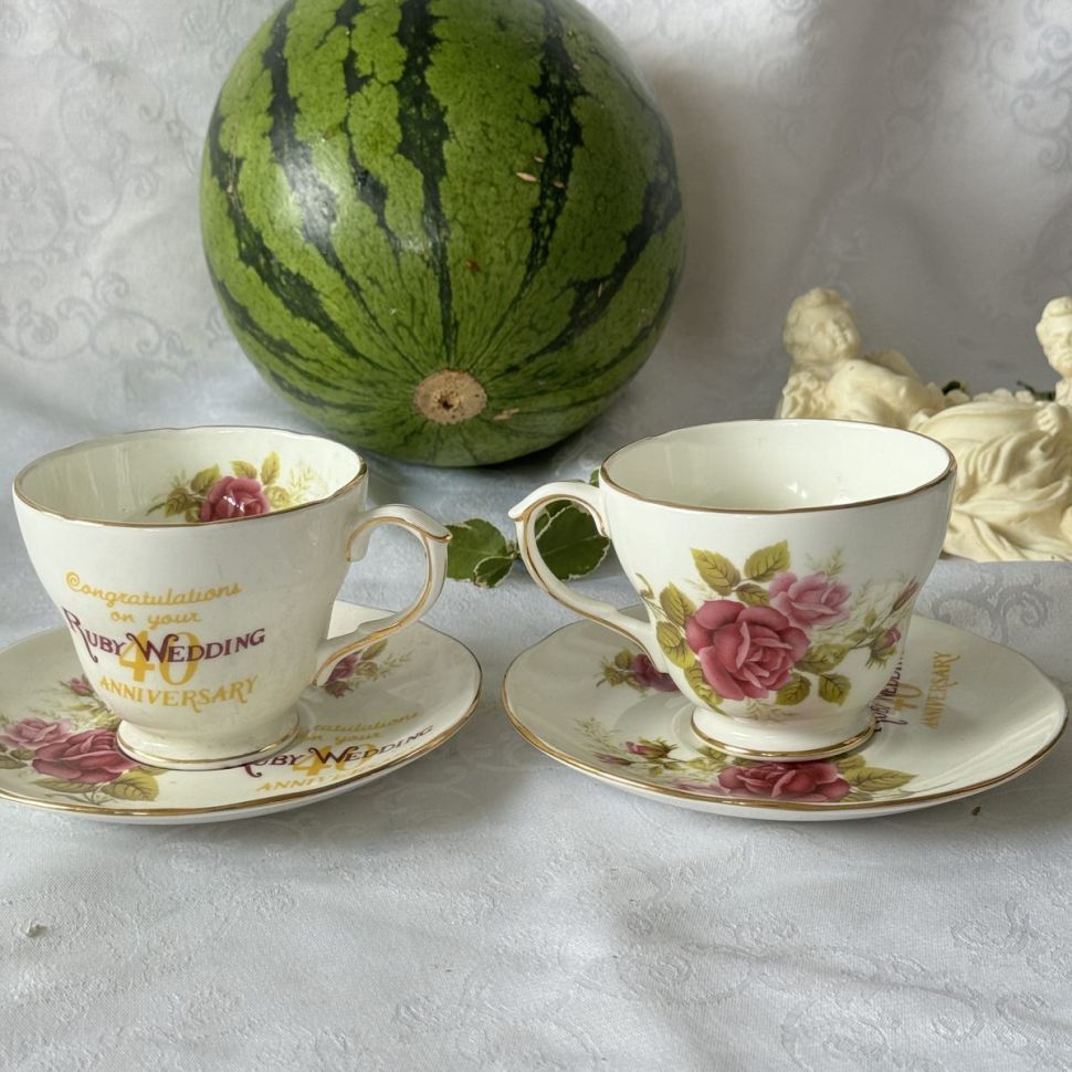 Чайная пара Duchess Рубиновая свадьба 200 мл Англия 