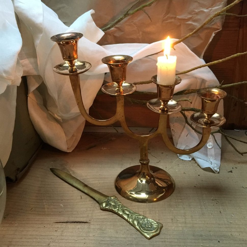 Подсвечник на четыре свечи латунь