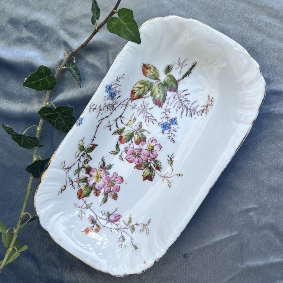 Блюдо прямоугольное Дикая роза Limoges 21 см Франция конец 19 в.